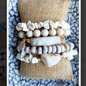 Boho “ Ellen ” 5 Strand Bracelet with Natural Stones and Charms R4B
